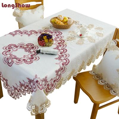 China New Design Festival Fancy Lace Disposable Table Cloth Embroidered Flower Design Table Cloth for sale