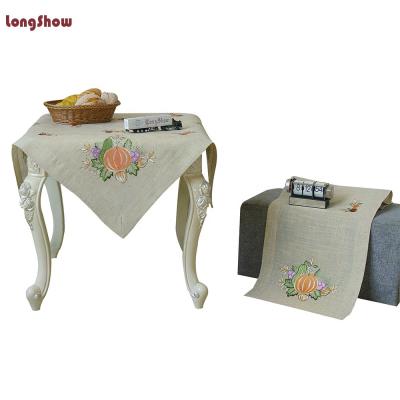 China Longshow embroidery pattern tablecloth collection table runner disposable natural canvas place mat for dinner table for sale