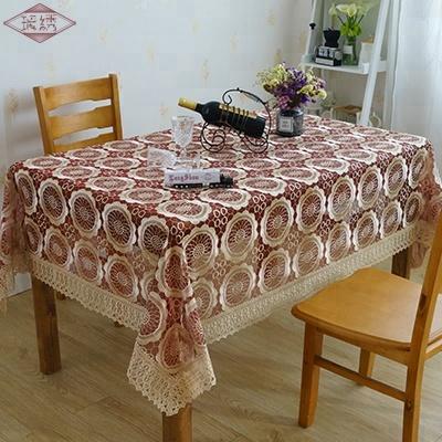 China LongShow Polyester Disposable High Quality Organza Embroidered Tablecloth for sale