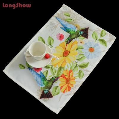 China New Design Environmental Protection Digital Printing Birds Flower Pattern 100% Polyester Table Runner Table Runner Place Mat Factory Wholesale for sale