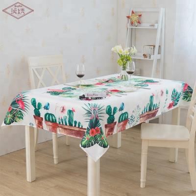 China Cheap Cost With High Quality Fast Delivery Time Polyester Flamingos Cactus Pattern Digital Printing Decorative Table Cloth for sale