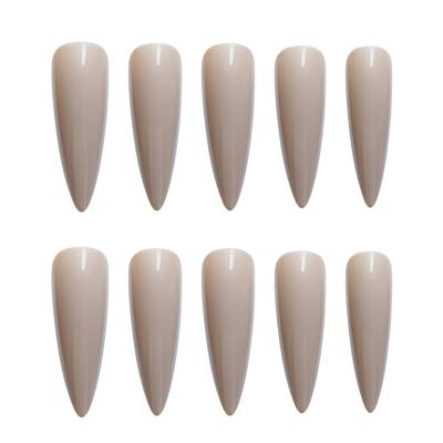 China Hot Selling Custom Design Artificial Nails Wholesale Tips Show Sharp Art Khakifalse Nails for sale