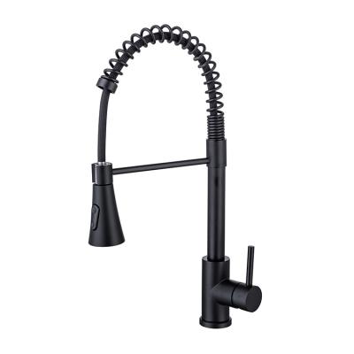 China Pull Out Spray Black SUS 304 Stainless Steel Deck Mounted Water To Tap To Pull Out Sprayer Kitchen Faucet Mixer for sale