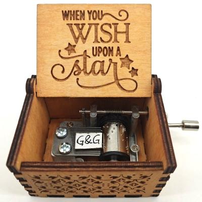 China Wish Wholesale Song Mechanism Music Box Gift Wooden Music Box for sale