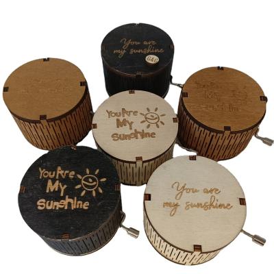 China Gift Wooden Round Music Box You Are My Sunshine Gifts For Love for sale