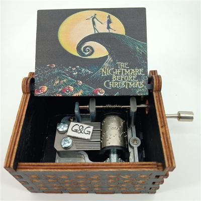 China Halloween Gift Mini The Nightmare Before Christmas Wooden Music Box for sale