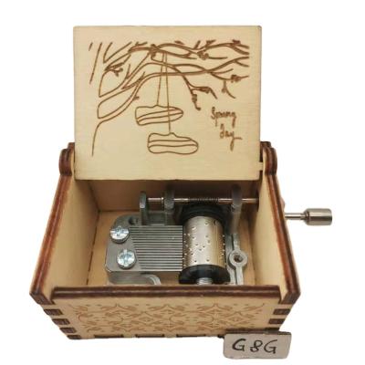 China Factory Made Music Wooden Mini Hand Crank Music Box For Gift Custom Music Box for sale