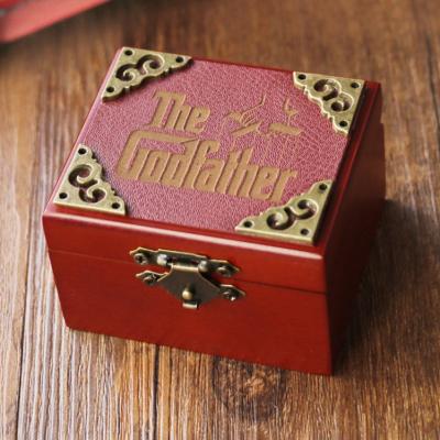 China Gift Wholesale Brown Godfather Theme Music Box with Mirror Craft Wood Shapes for sale