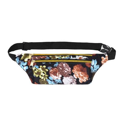 China Fashion Flower Pattern Waist Bag Printing Waterproof Women Bum Bag Wallet Fanny Pack Belt Bag Crossbody Phone Pouch Sports Travel Purse for sale