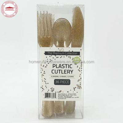 China 36 Piece Minimalist Plastic Cutlery Set for sale