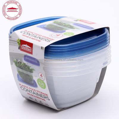 China 4 ct Microwavable 5.25 Cup Plastic Food Storage Container Set, With Lid for sale