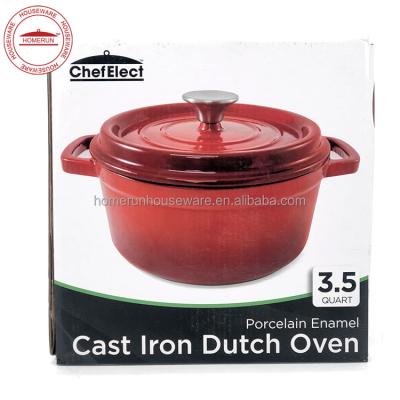 China Sustainable Cast Iron 3.5 Quart Porcelain Enamel Dutch Oven for sale