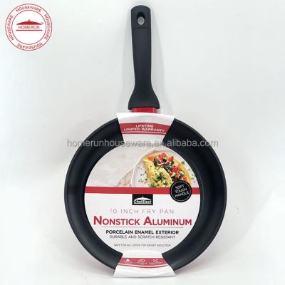 China 10 Inch Non Sustainable Stick Aluminum Frying Pan, With Outer Porcelain Enamel for sale