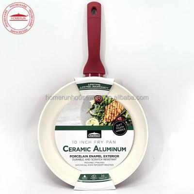 China 10 inch sustainable aluminum ceramic fry pan, with external porcelain enamel for sale