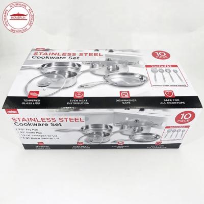 China Sustainable 10 Pcs Stainless Steel Cookware Set for sale