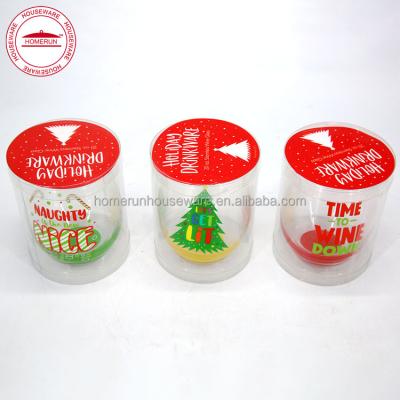 China Christmas soda lime stemless design in 20 oz wine glass for sale