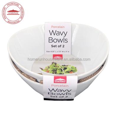 China Minimalist 2 Pcs Ceramic Wavy Bowl Set for sale