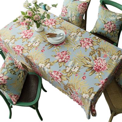 China 90x90cm Table Cover Waterproof American Style Dining Table Cloth With Flower Printing Waterproof Table Cloth for sale