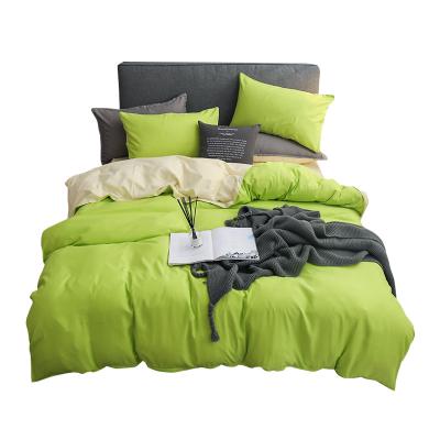 China Nondisposable Solid Color Four-Piece Bedding Sets Color Matching AB Japanese Style Sheet Quilt Cover Pillowcase for sale