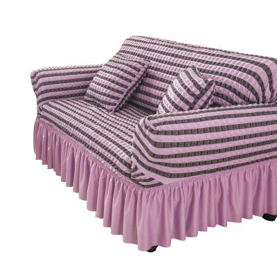 China Quilting Four-Seat Seersucker Cotton Sofa Skirt Cover Reusable Elastic Durable Sofa Cover Quilting Sofa Blanket for sale