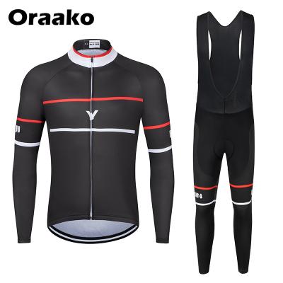 China Outdoor Mens Breathable Long Sleeves Cycling Jersey Set Bib Longs Sports Wear Quick Dry Custom Cycling Clothes Apparel for sale