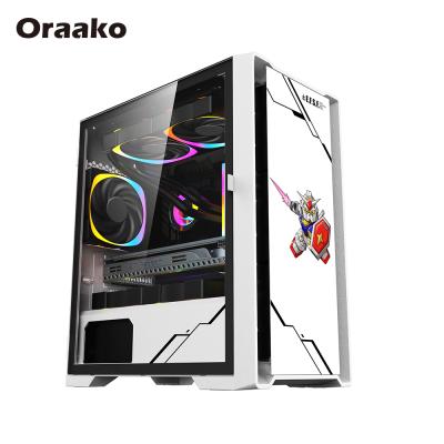 China Custom White USB3.0*1+USB2.0*2+HD Aduio RGB Cabinet PC Verified Matx ITX Cases Anime Computer Game Case With Fans for sale