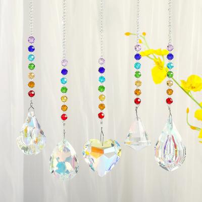 China Eco-friendly Sun Catcher Source Export Crystal Pendant Outdoor Window Ornament Diy Colorful Pendant Chain for sale