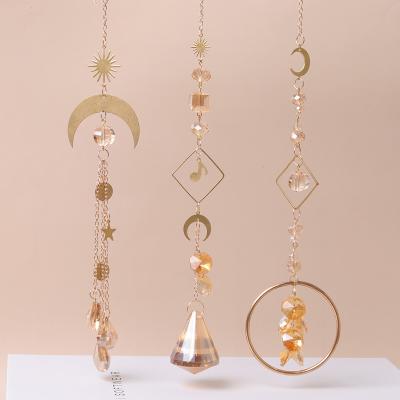 China New Eco-friendly Brass Octagon Bead Color Crystal Sun Catcher Gardening Diy Wedding Pendant Decoration for sale