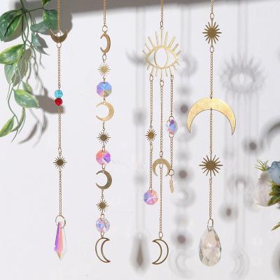 China New Eco-friendly Crystal Pendant Lighting Pendant Golden Crystal Sun Catcher Gardening Pendant color ab Diy Wedding for sale