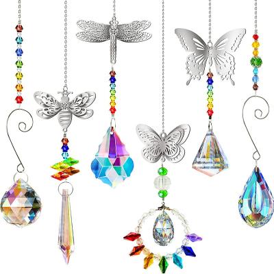 China Eco-friendly Wholesale Car Decoration Crystal Sun Catcher Prism Ball Butterfly Dragonfly Home Decor for sale