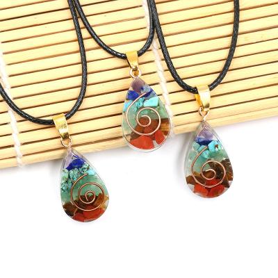 China High Quality Colorful Healing Stone Crystal Drop Stone Semiprecious Stone Pendant Necklace for sale