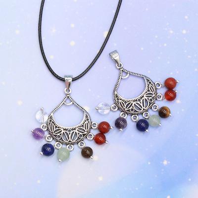 China High Quality Diy Retro Alloy Seven Chakra Basket Flower Ethnic Style Simple And Creative Pendant Necklace for sale