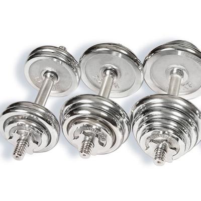 China Chrome Steel Adjustable Dumbbell Plate Durable Non-Slip Handle Dumbbell Bar Healthy New Weight for sale