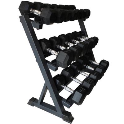 China Eco-Friendly 3 Tier Dumbbell Rack Weight Gym Dumbbell Set Wholesale Commercial Home Rack for sale