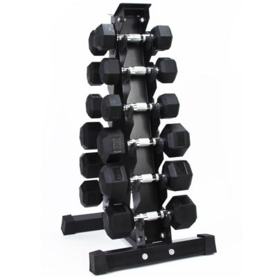 China Commercial Wholesale Gym Dumbbell Rack Hex Steel Vinyl 6 Pairs Adjustable Dumbbell Rack for sale