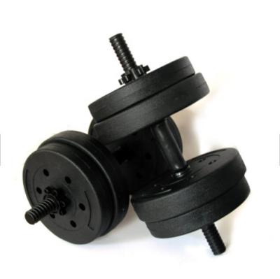 China Black Concrete Cement Dumbbell Environmental Plastic Weight Lfiting Weightlifting Concrete Material With Plates for sale