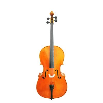 China Antique Professional Interesting Flamed Handmade Cello 4/4 Varnish Cello Wholesale Price Maple 3/4 1/2 1/8 1/10 for sale