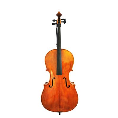 China Cheap Factory Price Antique Varnish Strings Cello 4/4, 3/4, 1/2,1/4, 1/8,1/10 High Grade Solid Wood Instrument Nature Flamed Cello for sale