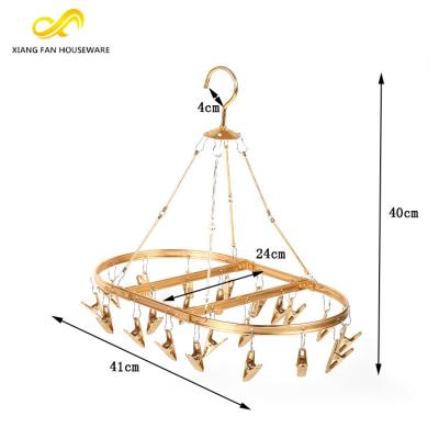 China Clothes Hanging Socks 22 Clips Clothes Drying Rack Socks Clips Shorts Bra Underwear Drying Hangers Aluminum Hanging Dryer for sale