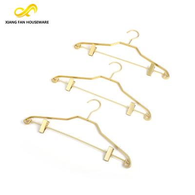 China Durable Luxury Metal Aluminum Gold Trouser Hanger with Clips for sale