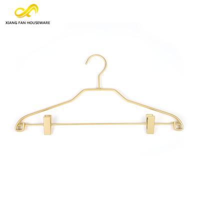 China Good Quality Durable Metal Golden Aluminum Pants Hanger With Clamps for sale