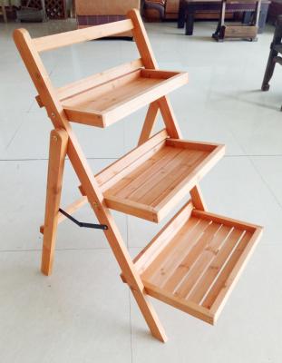 China Surface Corrosion Protection Flow Pot Stands Plant Wood Shelf for sale