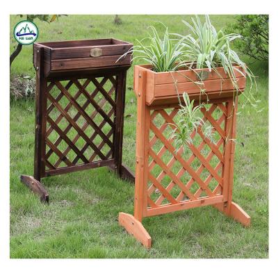 China Waterproof Flower Planting Pots Wooden Garden Planter Raised Vegetable Beds for sale