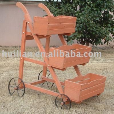 China Fir Flower Wooden Wheelbarrow Wooden Planter for sale