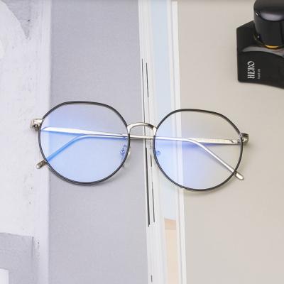 China New retro face glass daily flat round metal frame anti-blue light glasses for sale