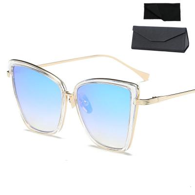 China Fashion Retro Daily UV Protection Luxury Eyewear Metal UV400 Cat Eye Lens Shades Sunglasses Set With Box for sale