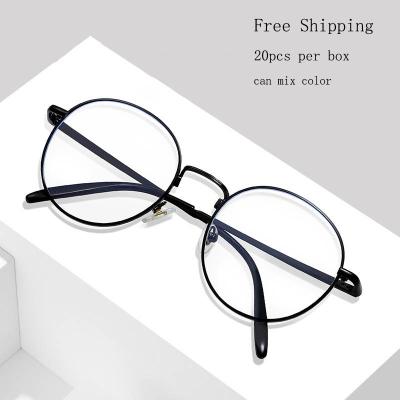 China FREE SHIPPING 20pcs Daily Box Unisex Blue Light Metal Round Frame Blocking Glasses for sale