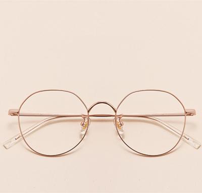 China New Super Light Pure Titanium Beauty UV400 Round Flat Mirror Frame Glasses for sale