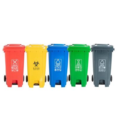 China Factory direct supply popular item cheap plastic 120L large trash can with wheels for sale