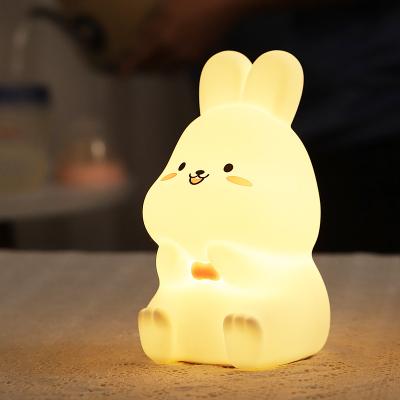 China Movable Bodies Kids Nursery Animal Shaped Lamp Bunny Rabbit Silicone Night Light For Customization for sale